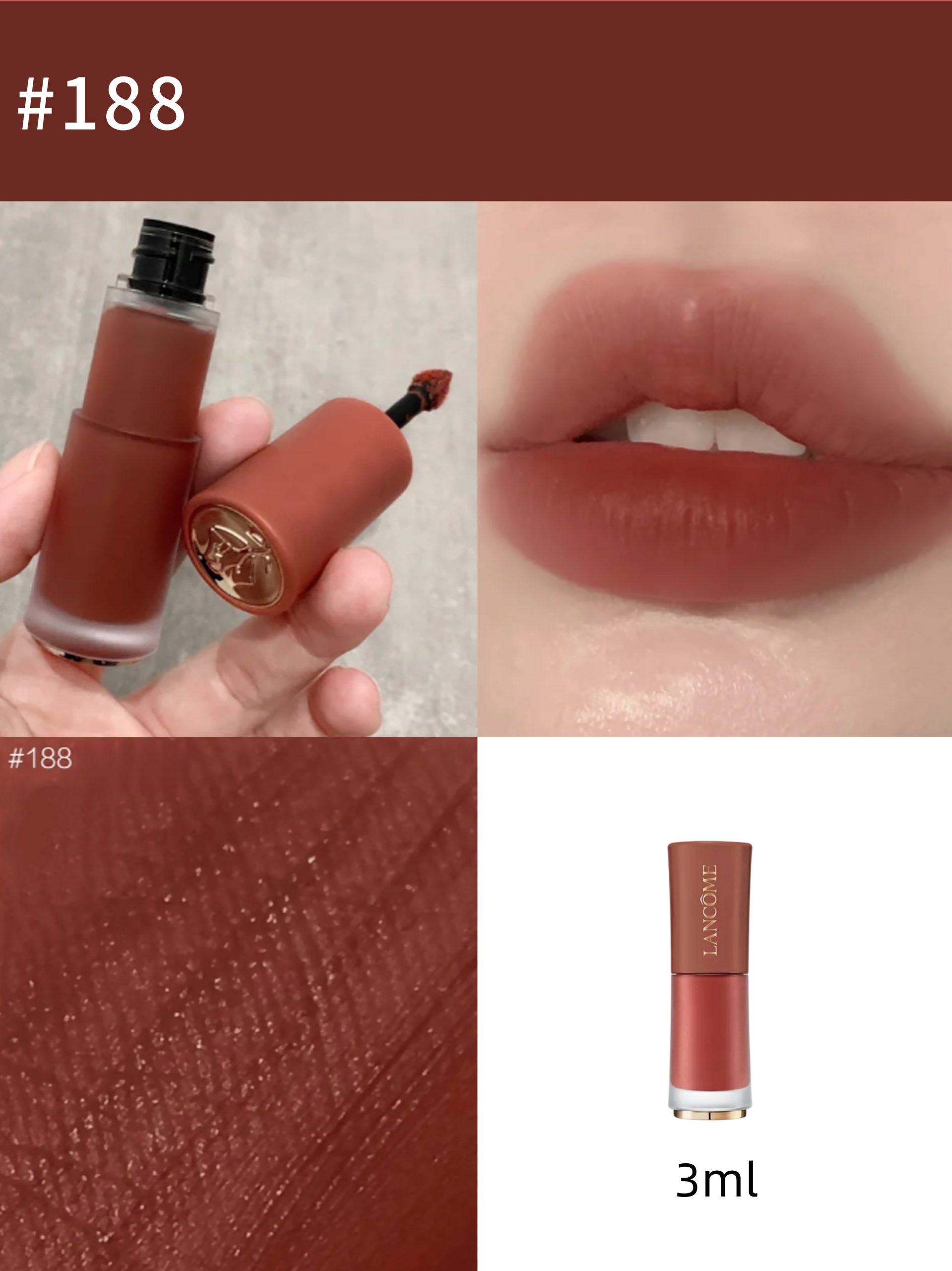 188_ LANCOME Liquid Lipstick 3ml, L'Absolu Rouge Drama Ink, Hydrating Semi-Matte, Non-Drying Formula, Premium French Makeup-188 - Image 1